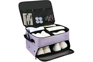 Likealot Golf Trunk Organizer, Smart Storage with 2 Shoe Compartments Fits US Men's 16, Golf Storage Bag for Balls, Tees, Clothes, Gloves and Accessories (Purple)