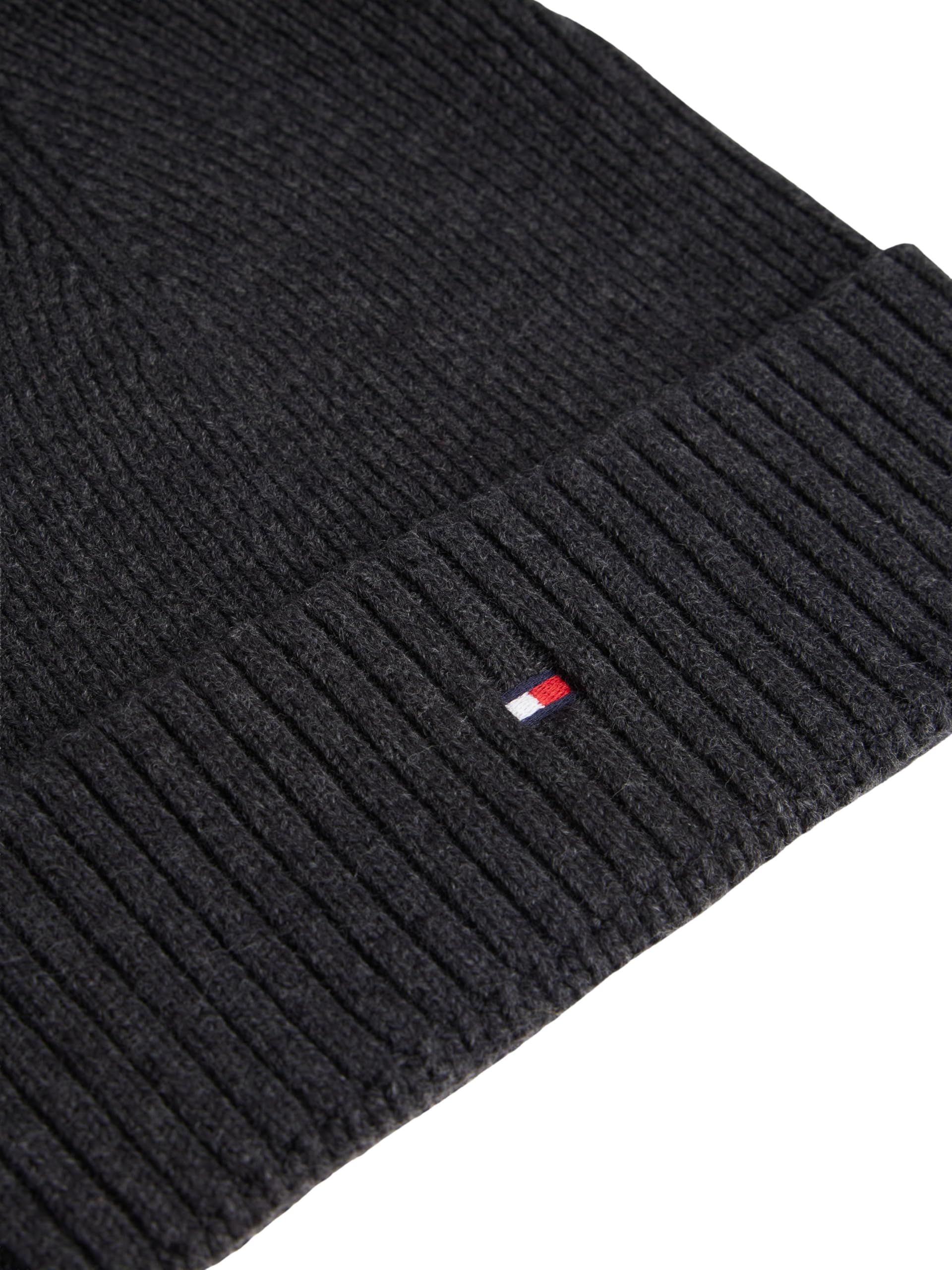 Tommy Hilfiger Herren Strickmütze Flag Cotton Beanie mit Kaschmir, Mehrfarbig (Charcoal Gray), Einheitsgröße 5
