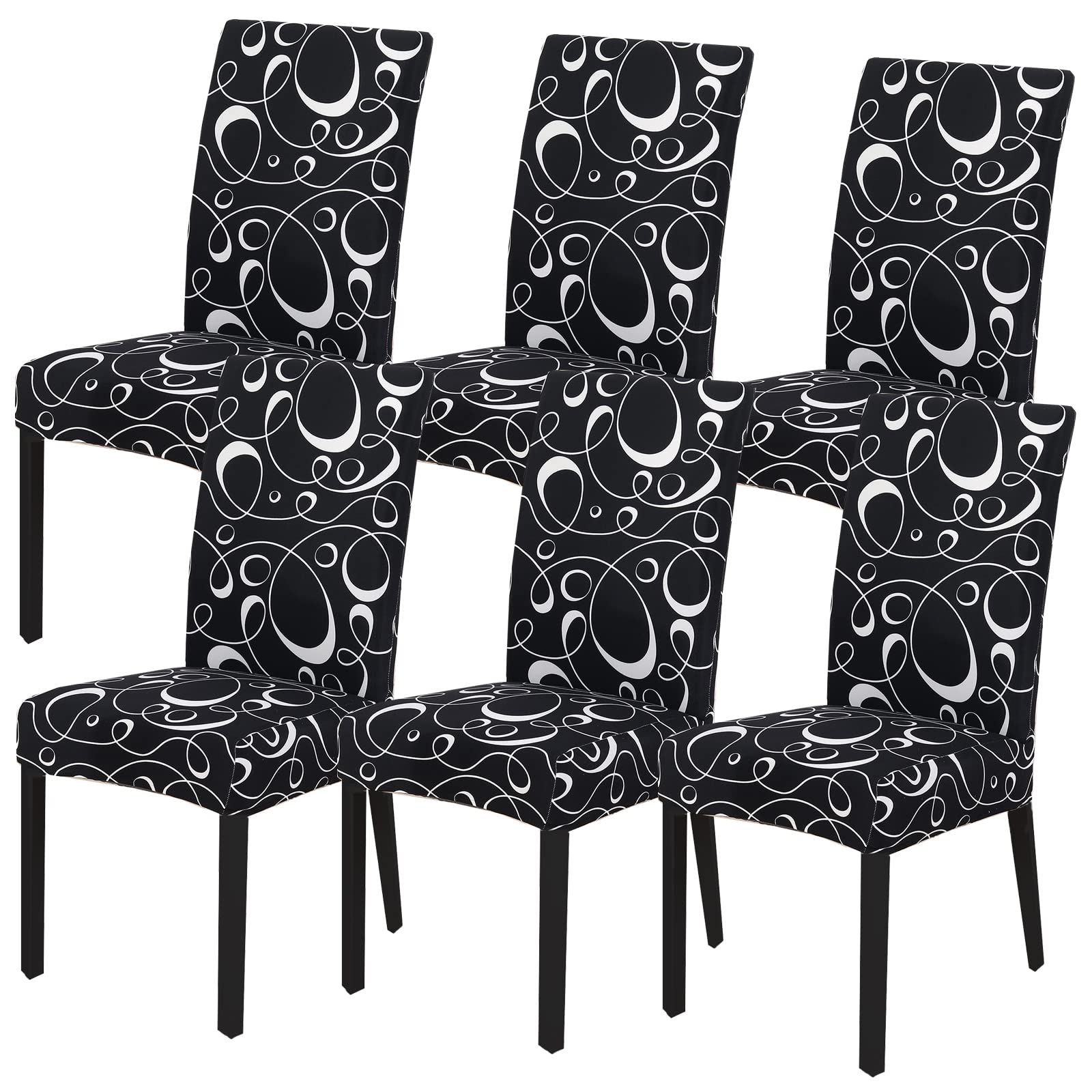 HZDHCLH Chair Covers Slipcovers 4/6 PCs Stretch Removable Washable Short Dining Chair Protector Cover Seat for Hotel,Dining Room,Ceremony（elegant，6 PCS） — image 1