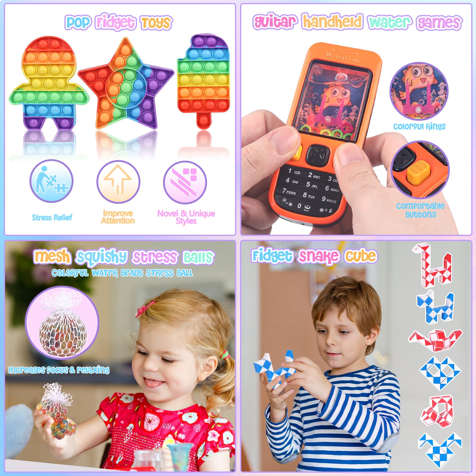 Fidget Toys, 68 Pack Party Favors for Kids, Treasure Box Toys for Classroom Prizes, Sensory Fidget Toys Carnival Prizes, Pinata Filler, Goodie Bag Stuffers Gifts for Kids Age 3 4 5 6 7 8+