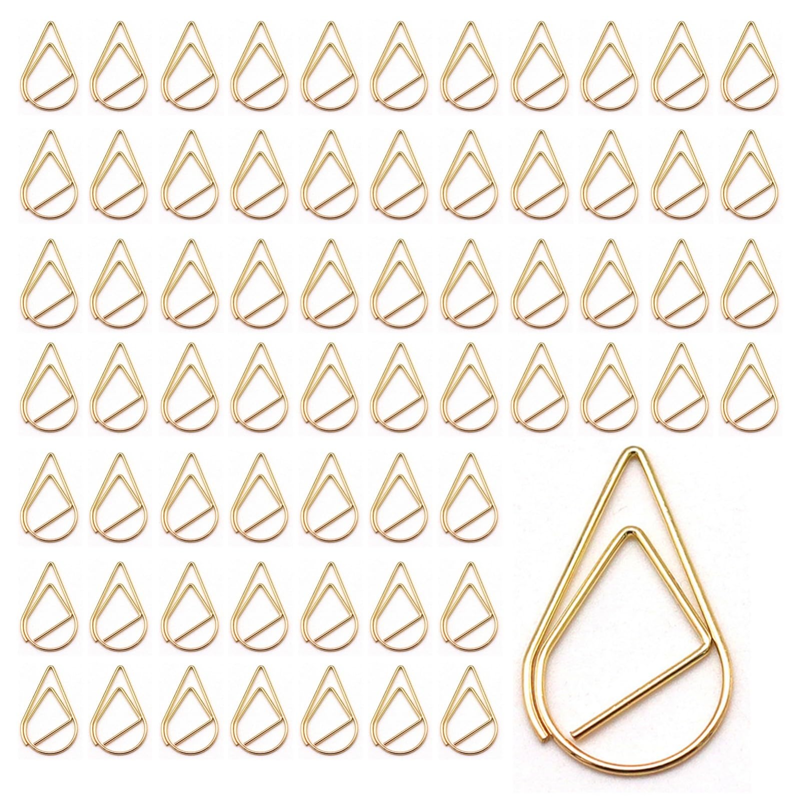 Gold Paper Clips 200 Pieces Small Paperclips Metal Water Drop Paper Clip Little Teardrop Paperclip for Books Photos Posters Notes - 16 * 25mm