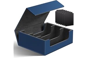 HOMTHY 1800+ Card Deck Case for Trading Cards, Magnetic Closure Card Holder Magic Card Holders Fit for YuGiOh, MTG and Sport Cards (Deep Blue+Black)