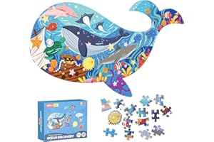 ELX 108 Piece Whale Jigsaw Jigsaw Puzzle for Kids 4-10, Seaworld Floor Puzzle for Preschool Learning (23.38 x 14.72 in)