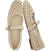 CUSHIONAIRE Weston Hand Woven Mary Jane Flats for Women, Comfortable Dressy Ballet Flats with Braided Adjustable Buckle and Memory Foam Cushioning