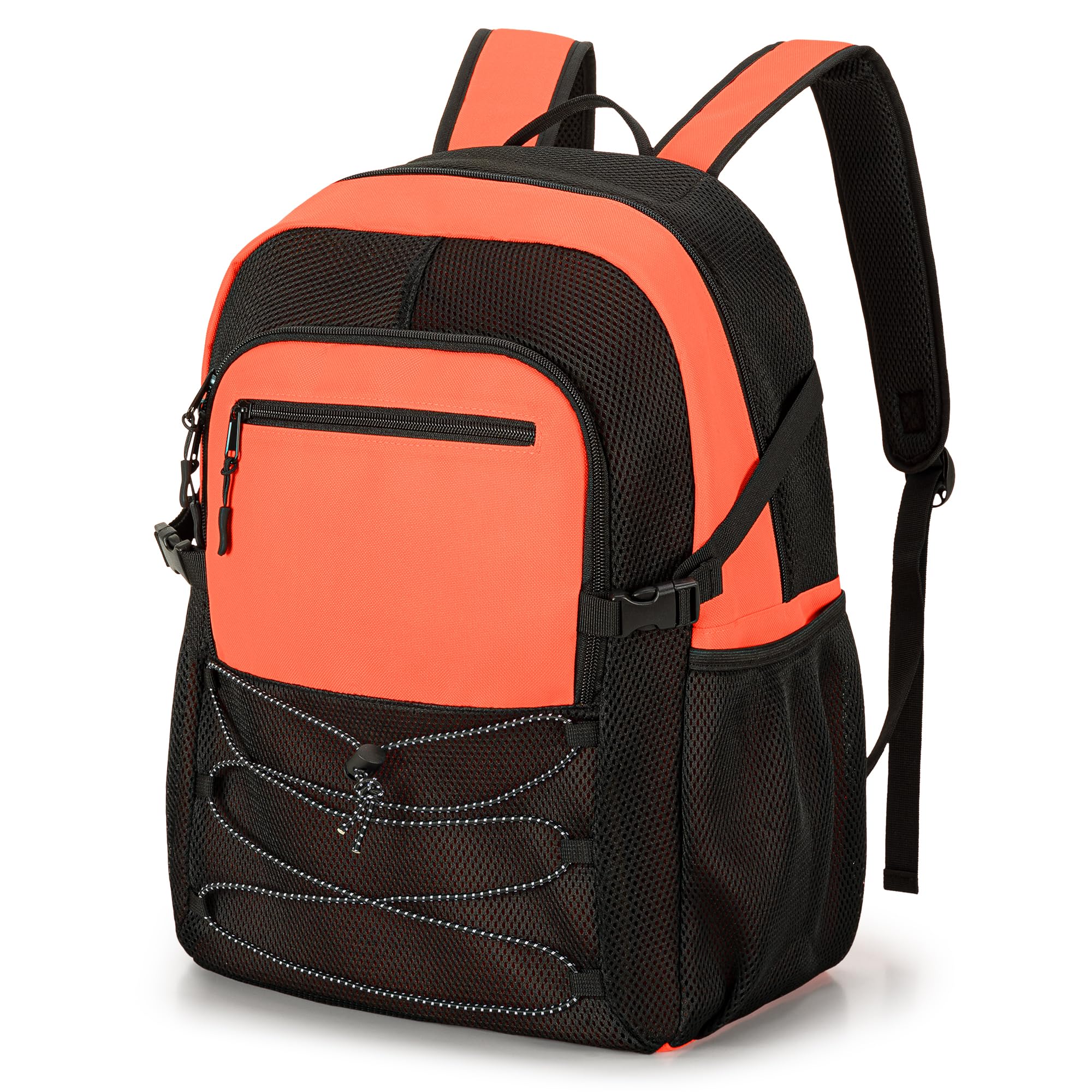 Fasrom Mesh Beach Bag Backpack with Wet Item Pocket Large Beach Bag with Zip for Swimming, Travel and Gym, Orange(Patent Pending)