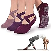Ozaiic Pilates Socks for Women Non Slip Grip, Yoga Socks with Grippers for Barre, Hospital, Ballet, Dance, Barefoot Workout