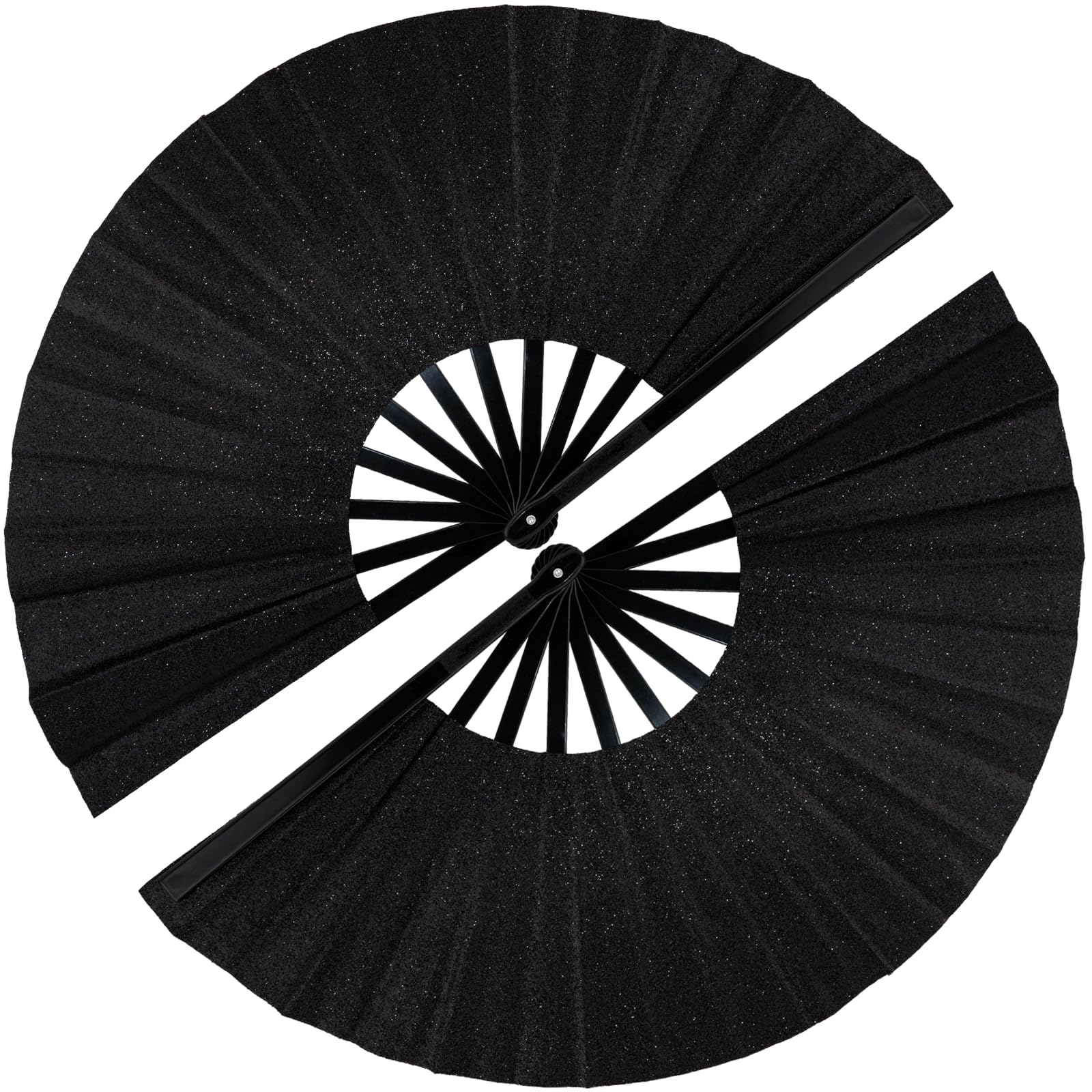 Photo 1 of 2 PCS Boots on The Ground Fan, Clap Fans for Line Dancing, 13" Glitter Large Rave Fans,Folding Clack Handheld Foldable Hand Fan for Dance, EDM Music Festivals & Parties(Black)