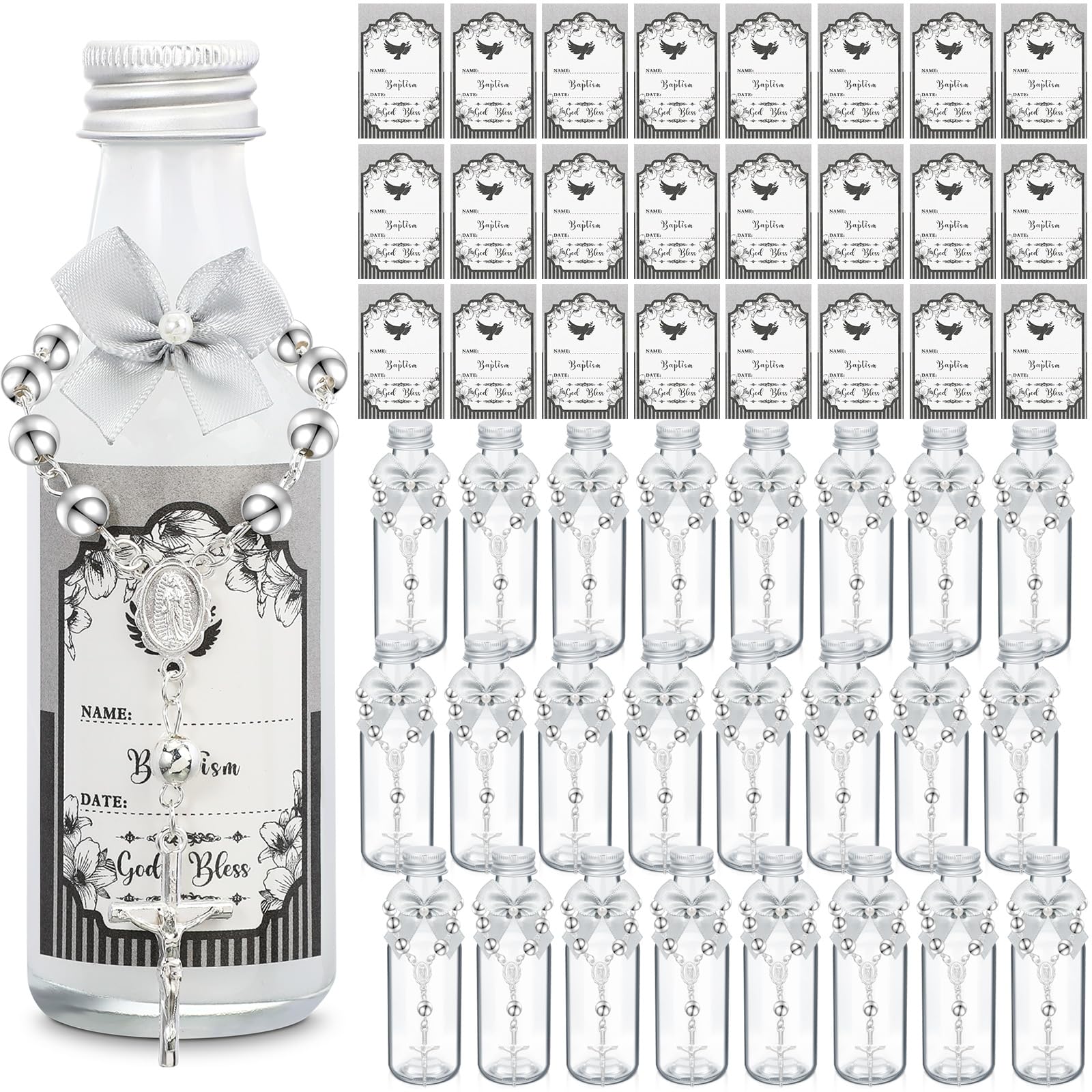 FillTouch 12 Sets Catholic Holy Water Bottle Baptism Rosary Set Baptism ...