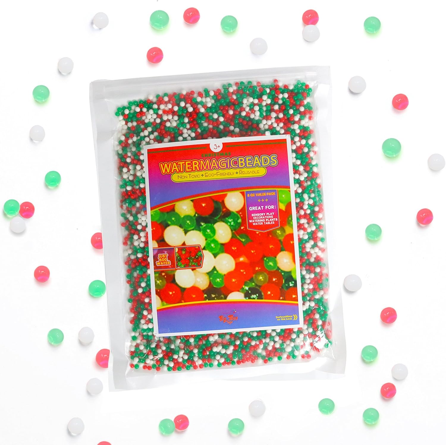 Vase Fillers - Big Mo's Toys Floral Christmas Pearl Water Beads - Red Green and White Christmas Gel Balls for Vase Or Candle Fillers for Centerpiece