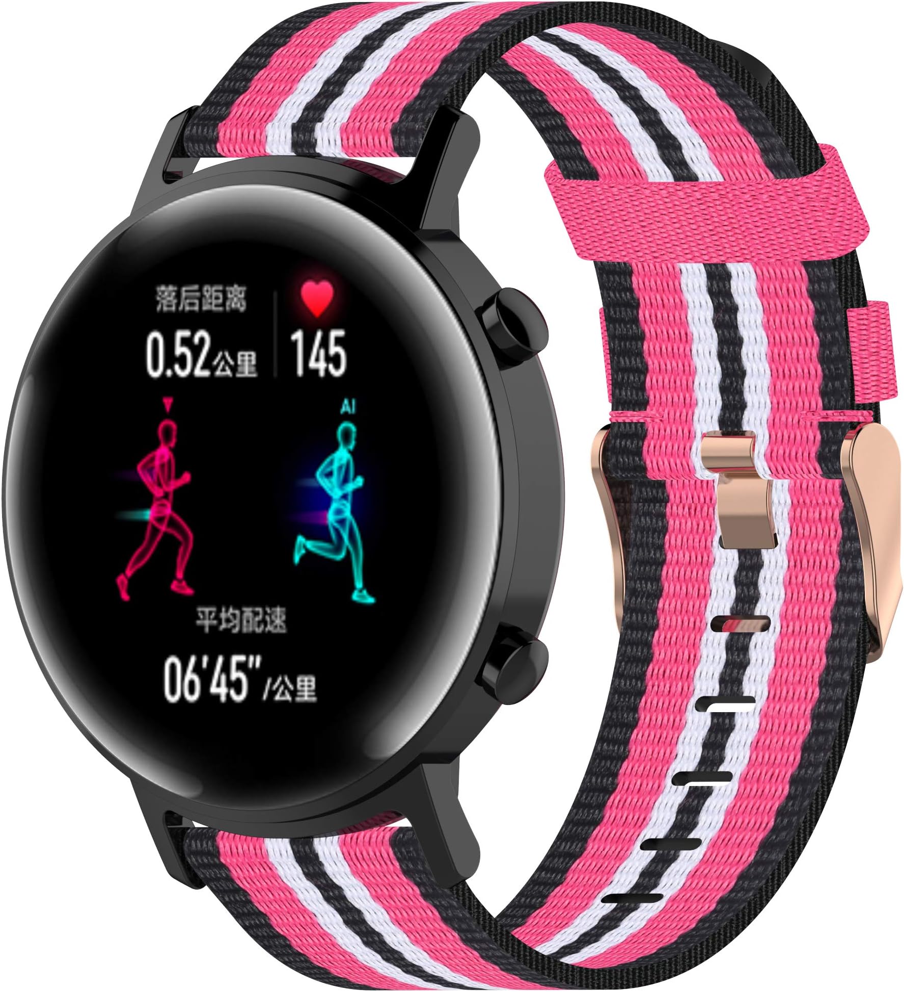 Fit for Samsung Galaxy Active 2 Watch Bands 40mm/ 44mm Women Men, Nylon Canvas Quick Release Replacement Band Wristband Straps Fit for Garmin Vivoactive 3 Music, Galaxy Watch Active 1& 2 (Hot Pink)