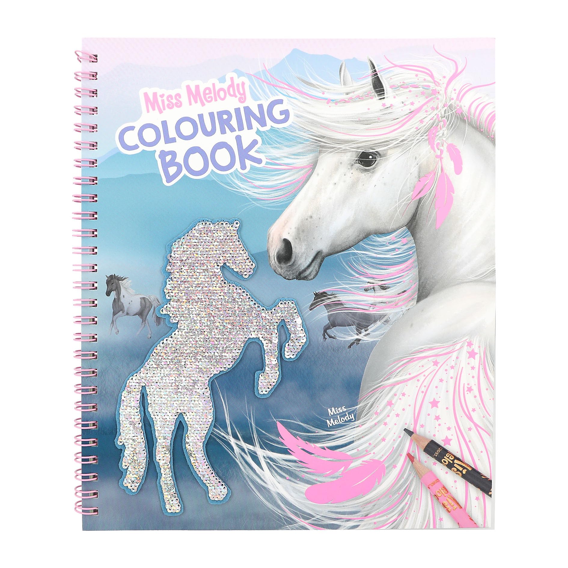 Depesche 12765 Miss Melody Colouring Book with 20 Pages for Designing Horse Motifs, Sticker Sheet and Sequin Decoration