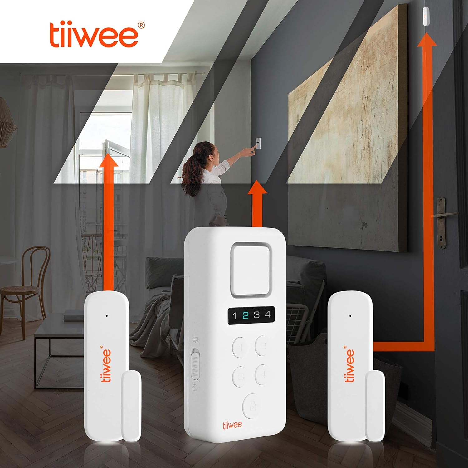 tiiwee X3 Wireless Home Alarm System, White - Loud 120dB Siren, 4 Door & Window Sensors, Battery Powered, Touch Control, Photoelectric - Image 5