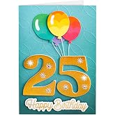 Joli Coon 25th Birthday Card, with seal sticker, handmade, 3D, 6.7 x 4.5 in | 350gsm design paper, FinePaper envelope, gold foil accents, space for a personal message
