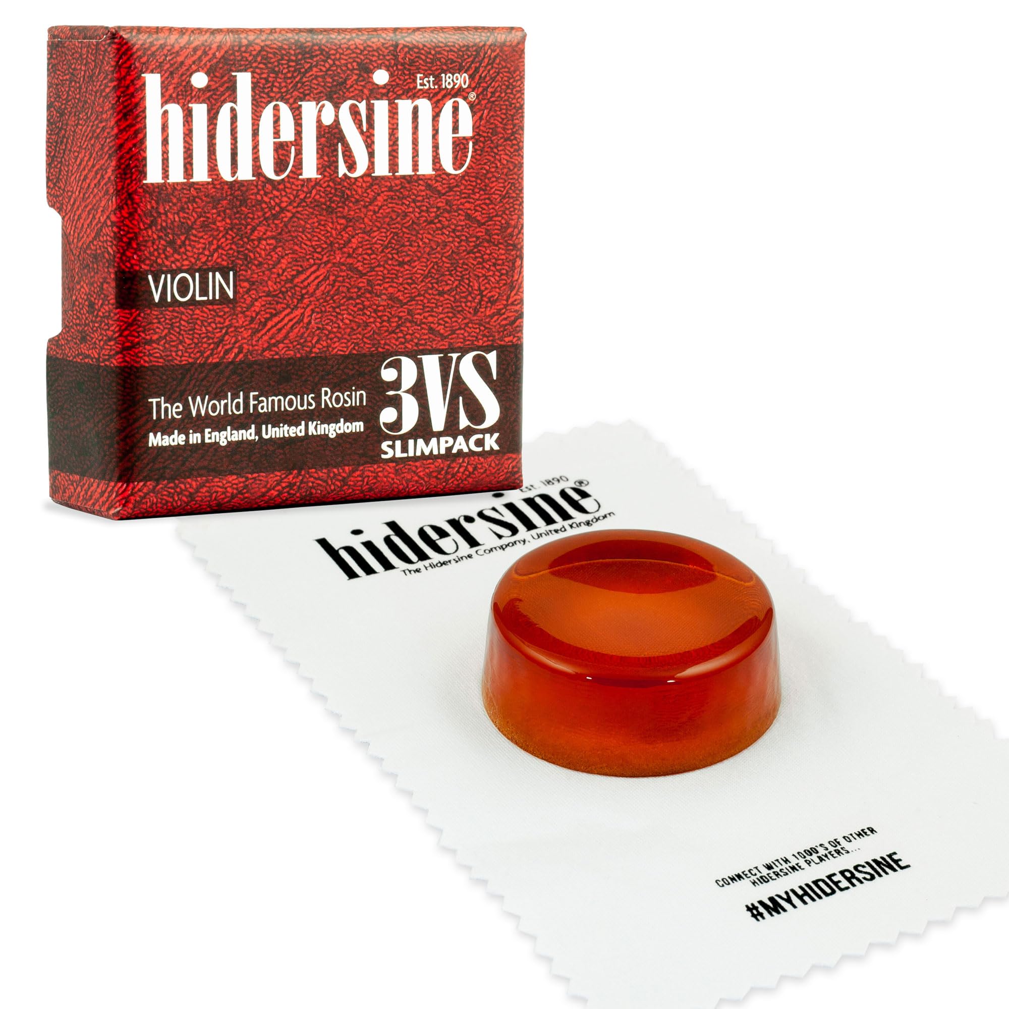Hidersine 3VS Series Premium Violin Rosin. Slim Pack for easy transport and storage. Resin for Violin bows. Handmade in the UK.
