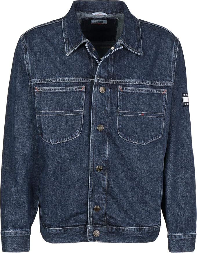 Generisch Jeansjacke Herren - Vintage Denim Jacke Oversize Mit Knopfleiste
