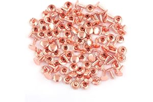 YEWIN Rose Gold Tubular Double Cap Rivets - 10mm Metal Button Round Rapid Rivet Rivet Studs for Purse Handbags Shoes Belts Leather Craft(10mm Rose Gold 100pcs)