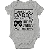 CBTwear Proof Daddy Does Not Play Video Games All the Time - Baby Clothes - Funny Newborn Bodysuit Outfits for Boys and Girls
