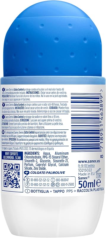 Dermo Extra Control, Desodorante Roll-On, Pack 6x50ml