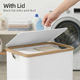 efluky Slim Laundry Basket with Lid 63L Tall Narrow Foldable White view 2