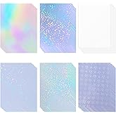 36 Sheets Holographic Sticker Paper Clear Laminating Sheets Adhesive Paper | Transparent Waterproof Rainbow Vinyl Sticker Paper A4 Size Holographic Laminate Sheets for DIY Crafts, with 6 Styles Mixed