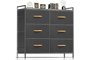 ROMOON Fabric Dresser for Bedroom, Chest of Drawers with Removable Fabric Bins, Organizer and Storage Drawers for Closet, Living Room, Entrance, Nursery (Dark Grey)