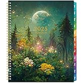 Planner 2025-2025 Planner, 9" x 11", Jul.2025 - Jun.2026, Weekly and Monthly with Colorful Tabs, Strong Twin-wire, Back Pocket - Dreaming Moon