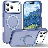 Lufanbis Magnetic for iPhone 17 Pro Case with Ring Stand, [10 FT Drop Protection] [Velvety Touch] Slim Translucent Matte Back Shockproof Phone Case for iPhone 17 Pro 6.3'', Sierra Blue
