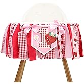 Strawberry 1st Birthday High Chair Banner - Strawberry 1st Party Decoration,Sweet First Birthday Banner,Cake Crush Photo Prop