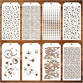 8 Pieces Stencils for Crafts Mixed Media Texture Brick Layering Stencils | Polka Dot Stain Splatter Stencils for Painting on Card Making Canvas DIY Crafts Furniture Paper