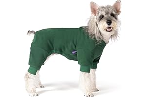 cyeollo Dog Pajamas Medium, Stretchable Fleece Pet Onesie Coat for Small Dogs Pjs Warm Doggie Jumpsuit Soft Cold Weather Dog Clothes Outfits, Green M
