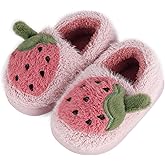 ESTAMICO Girls Cute Cartoon Slippers with Memory Foam Kids Plush Warm Winter House Shoes
