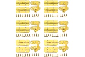 XFYBZN 12Pcs Jewelry Box Hinges 6Pcs Antique Hook Latch Hasp Small Box Hardware Decorative Wooden Box Hinges and Latches Hook Clasp with Screws DIY for Wood Gift Chest Box Wine Box Toy Storage Box, Gold