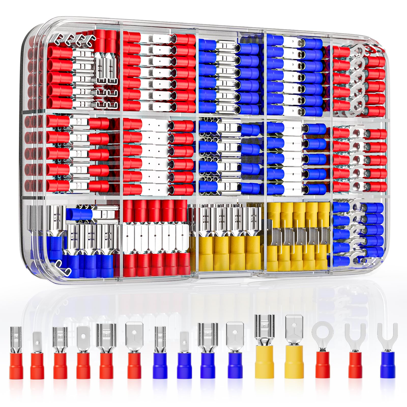 368Pcs DEHAO Crimp Connectors 0.5-6.0mm² Electrical Crimping Connectors Insulated Crimp Terminals Ring Fork Male Female Spade Connector