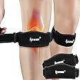 IPOW 2 Pack Thickened Pad & Wide Patella Knee Strap, Pain Relief Patellar Tendon Support, Adjustable Brace Band for Basketball, Running, Jumpers Knee, Volleyball, Tendonitis, Arthritis