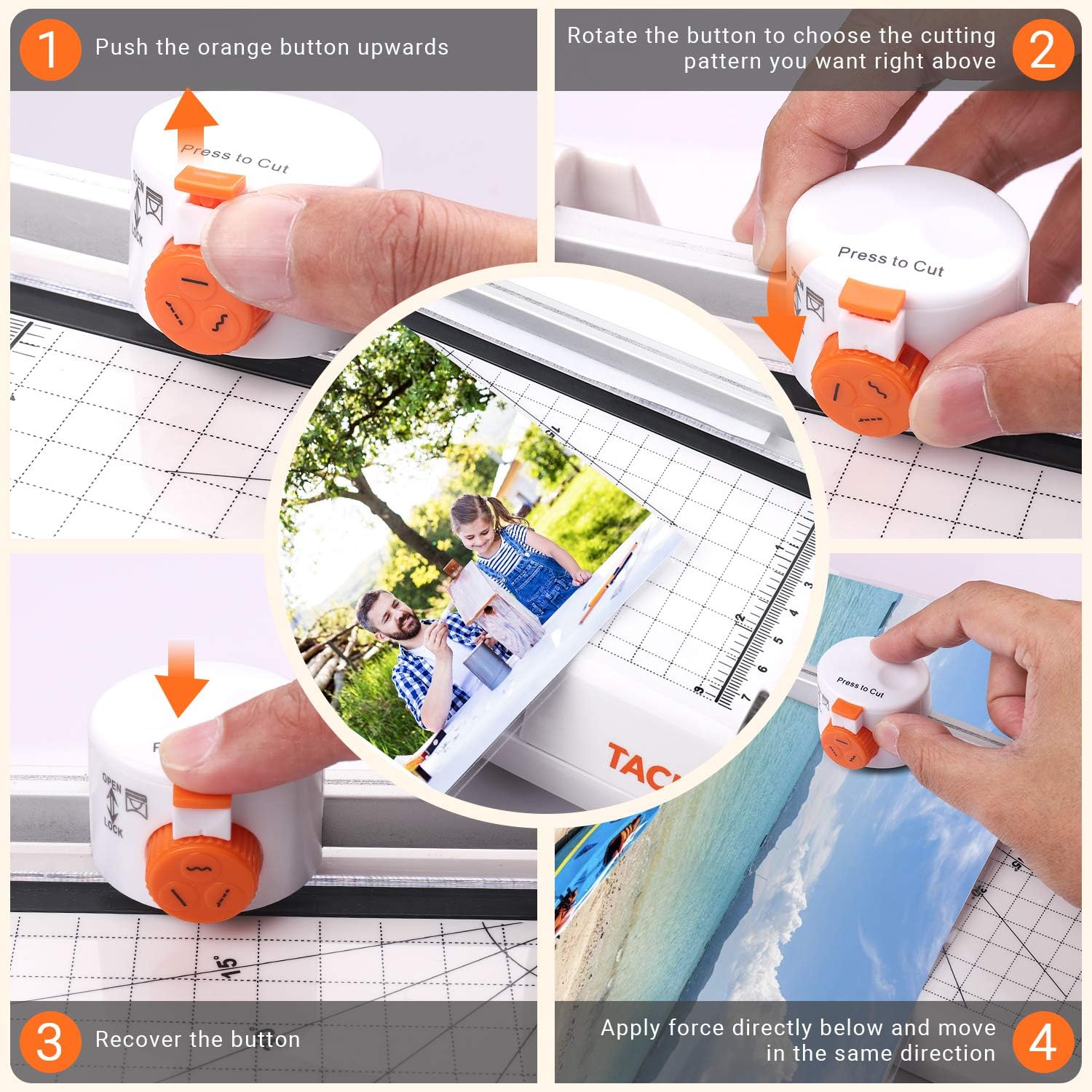 Laminator, A4 Thermal Laminating Machine with 2 Roller Systems, 5 in 1 with Corner Rounder, 20 Pouches, Photo Frames Set, Paper Trimmmer - MTL02 : Office Products