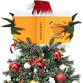 Christmas Tree Topper, Green Elf Hiding Behind Book Christmas Decorations, Finger Poseable Handmade Tree Toppers Decor for Holiday Christmas Tree Party Supplies (Christmas Tree Topper)