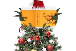 LCYTSATO Christmas Tree Topper, Green Elf Hiding Behind Book Christmas Decorations, Finger Poseable Handmade Tree Toppers Decor for Holiday Christmas Tree Party Supplies (Christmas Tree Topper)