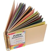 KAIU Junk Journal, 8.0" x 8.0", 100 Unique Sheets 200 Pages, Journals Paper | Spiral Bound Notebook Blank Colorful Cardstocks, Cover 1500gsm, for Scrapbook, Photo Albums, Recipe, Stickers