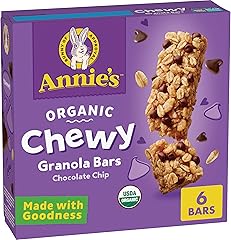 Annie's Organic Chewy Granola Bars, Chocolate Chip, 6 Bars, 5.34 oz | 8g Whole Grain Per Serving, No Artificial Flavors, Synt