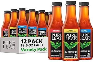 Pure Leaf Iced Tea, Sweetened 3 Flavor Variety Pack, 18.5 Fl Oz Bottles (Pack of 12)