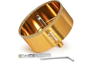 DaduoRi 3 1/2" Serrated Diamond Hole Saw with 2Pcs Removable Pilot Bits, Easy-Align for Precise Drilling in Porcelain, Ceramic Tile, Granite, and Marble (3.5" Tile Drill Bit)