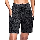 Women's 7" Athletic Hiking Long Shorts with Side Pockets High Waisted Stretchy Bermuda Shorts for Women Workout Casual