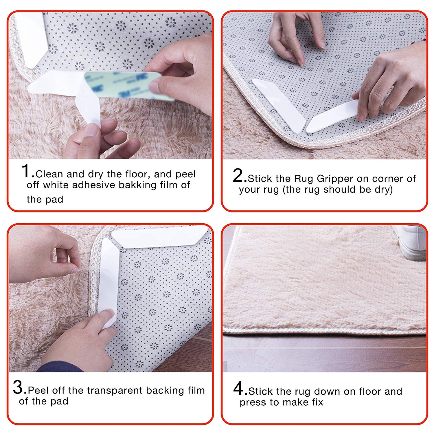 Tile & Laminate Floor Anti Slip Super Sticky Reusable Rug Holders