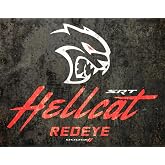 Dodge SRT Hellcat Redeye Logo Metal Wall Sign with Rhombus Logo 16" x 12.5"