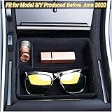 JKCOVER Flocked Center Console Tray Organizer Compatible with Tesla Model 3 (2017 2018 2019 2020) /Model Y Custom Upgrade Acc