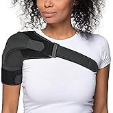 Shoulder Brace for Women &amp; Men | Support for Torn Rotator Cuff &amp; Other Shoulder Injury - Ac Joint, Dislocated, Separated, Frozen Shoulder | Neoprene Compression Wrap | by FIGHTECH (BLK, S-M)