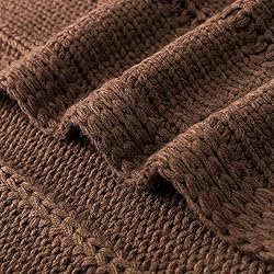 RECYCO Cable Knit Brown Throw Blanket Twin Size for