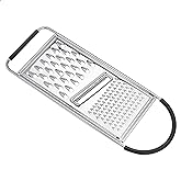 Amazon Basics Rectangular Stainless Steel Flat Cheese Grater with Non-Slip Handle and Base, Black (Previously AmazonCommercia