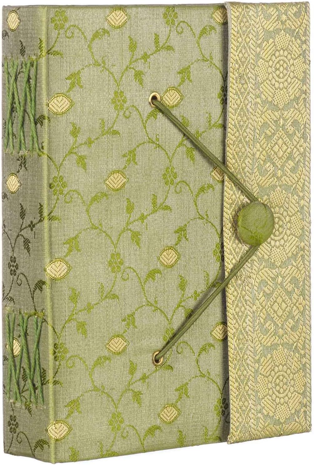 Sari Journal Large 14cm x 18.5cm, Green, Unlined Recycled Paper, Elastic Closure, Notebook and Diary, Indian Stationery Gift - Image 3