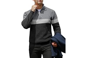 KAVIANA Men's Quarter-Zip Pullover Sweater Mock Turtleneck Polo Zip Up
